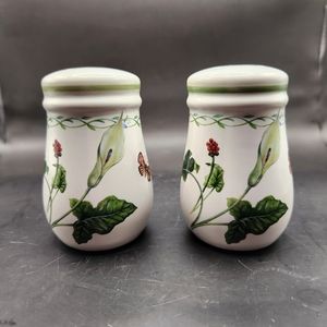 Vintage Mikasa Garden Bloom Salt & Pepper Shakers Butterfly & Flowers